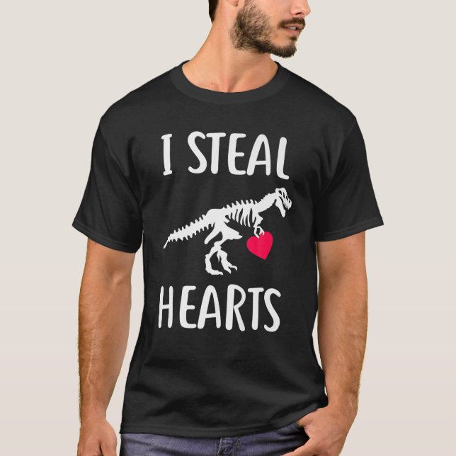 T-shirt Je Vole Coeurs Dinosaures Amateurs T Rex Valentine (Devant)