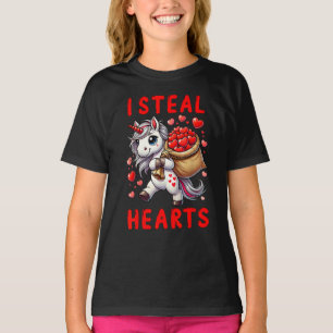 T-shirt Je vole Coeurs mignons Unicorn Valentines Jour