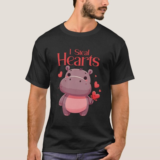 T-shirt Je vole Coeurs Pygmy Hippopotamus (Devant)