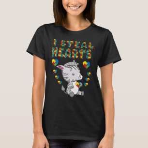T-shirt Je vole Coeurs Sensibilisation sur l'autisme Zebra
