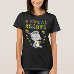 T-shirt Je vole Coeurs Sensibilisation sur l'autisme Zebra