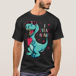 T-shirt Je vole Coeurs Valentines Jour Dinosaures Garçons 