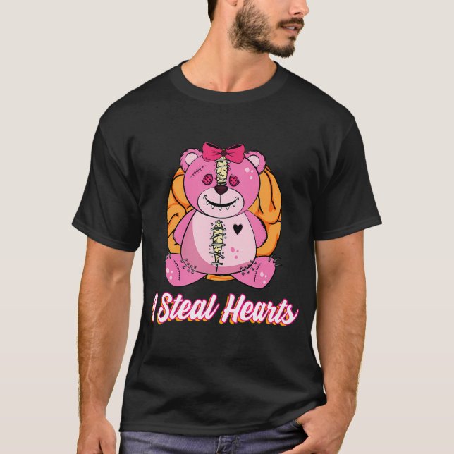 T-shirt Je vole Coeurs Valentines Jour Zombie Teddy (Devant)