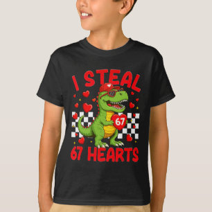 T-shirt Je vole des cœurs 67 Saint-Valentin 67 Dinosaure T