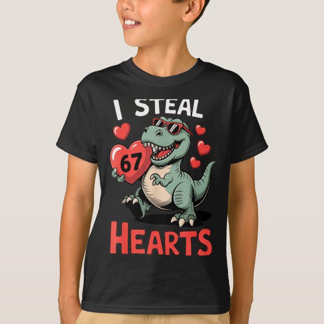 T-shirt Je vole des cœurs 67 Saint-Valentin 67 Meme 6 7 T- (Devant)