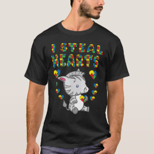 T-shirt Je vole des coeurs Autisme Sensibilisation Zèbre P