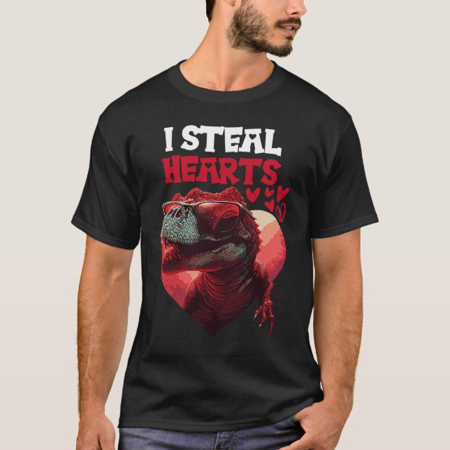 T-shirt Je vole des coeurs Dinosaur (Devant)