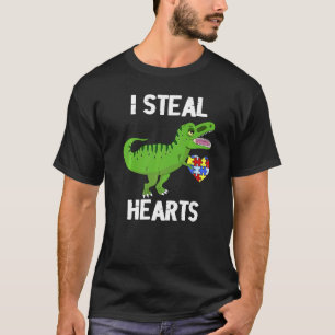 T-shirt Je vole des cœurs Dinosaur Autism Awareness Tout-p