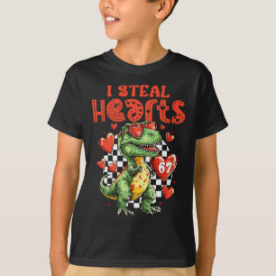 T-shirt Je vole des cœurs Dinosaure 67 Saint Valentin Humo