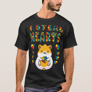 T-shirt Je vole des cœurs Hamster Autism Awareness Puzzle 