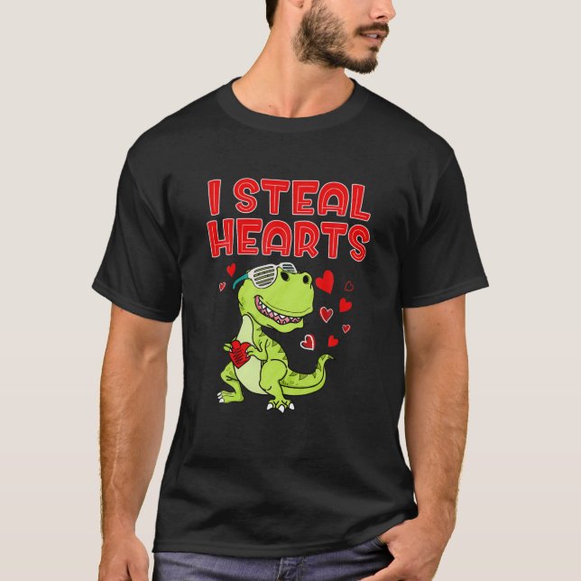 T-shirt Je vole des coeurs mignons T Rex Dino Saint Valent (Devant)