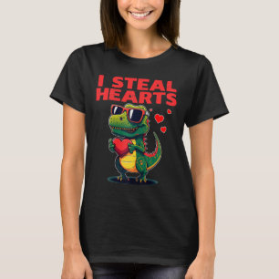 T-shirt Je vole des cœurs T-rex Mignon Saint Valentin