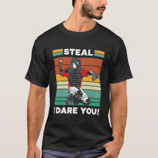 T-shirt Je vole, je vous oserai receveur de baseball Joueu