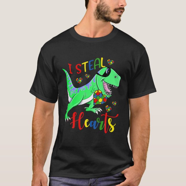 T-shirt Je Voler Coeurs Puzzle Sensibilisation sur l'autis (Devant)