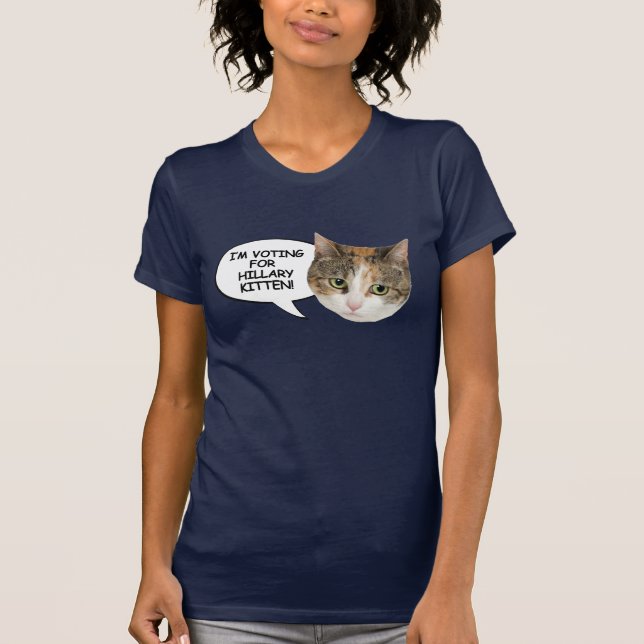 T-SHIRT JE VOTE POUR HILLARY KITTEN (Devant)