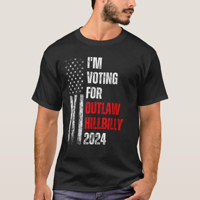 T-shirt Je vote pour le drapeau américain Hillbilly 2024 (Devant)