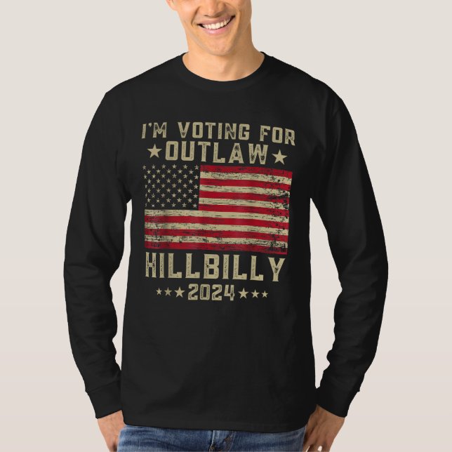 T-shirt Je vote pour le drapeau américain Hillbilly 2024 (Devant)
