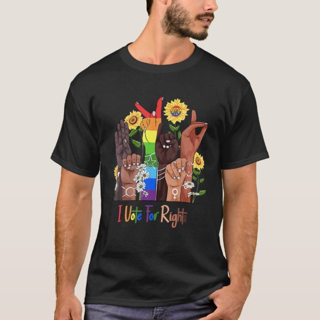 T-shirt Je Vote Pour Rights Pro LGBTQ, Pro Choice, Human P (Devant)