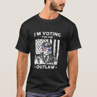 T-shirt Je vote pour The Outlaw Trump American Flag Sung