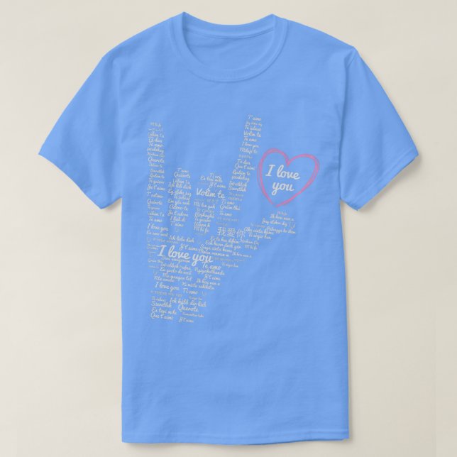 T-shirt Je vous aime ASL signer dans plusieurs langues gra (Design devant)