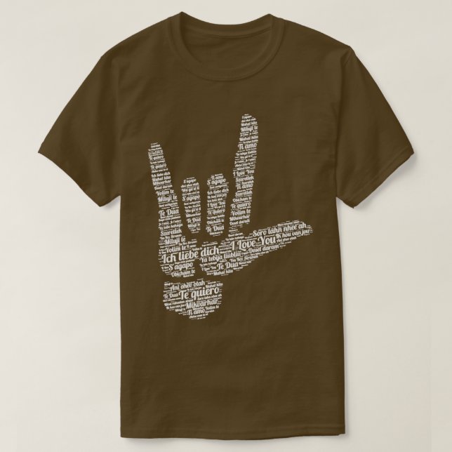 T-shirt Je vous aime dans 40 langues différentes ASL Cadea (Design devant)