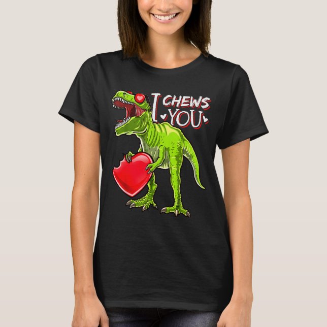 T-shirt Je vous mâche la Saint-Valentin T Rex Dinosaure Ch (Devant)