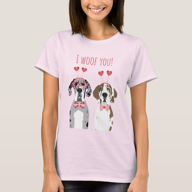 T-shirt Je Vous Malheur Les Grands Chiens Danois Rouge Ros (Devant)