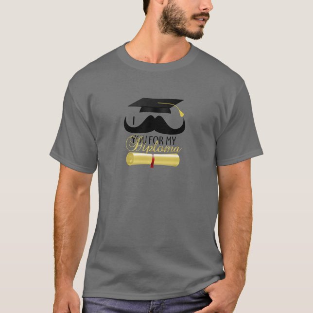 T-shirt Je vous moustache pour mon Diplôme avec Diplôme (Devant)