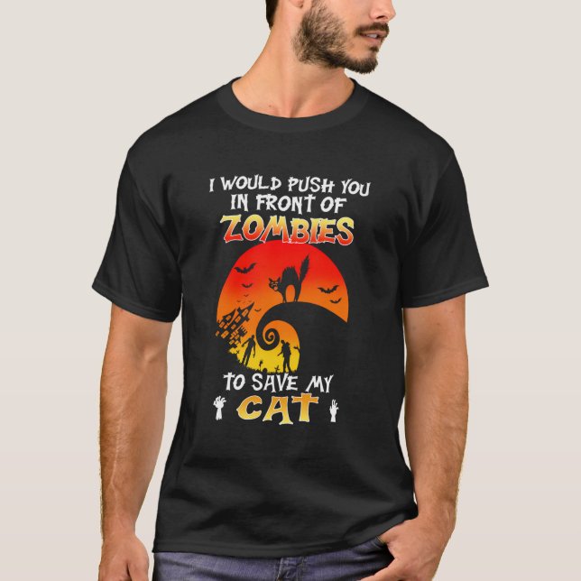 T-shirt Je Vous Poussais Devant Les Zombies Pour Sauver Mo (Devant)