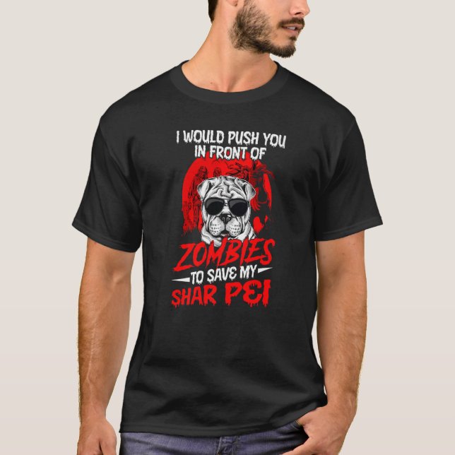 T-shirt Je Vous Poussais Devant Les Zombies Pour Sauver Mo (Devant)