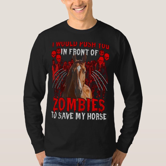 T-shirt Je Vous Poussais Devant Les Zombies Pour Sauver Mo (Devant)