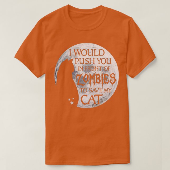 T-shirt Je vous pousserais devant les zombies pour sauver  (Design devant)
