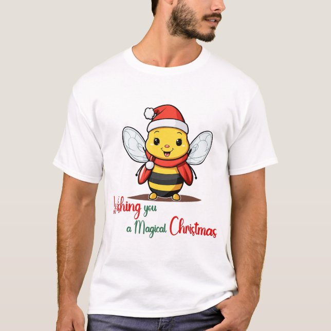 T-shirt Je vous souhaite une jolie abeille de Noël magique (Devant)