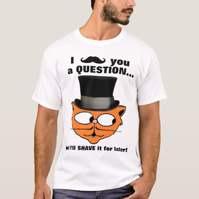 T-shirt Je vous taillerai une question Barbe Drôle Chat Mi (Devant)