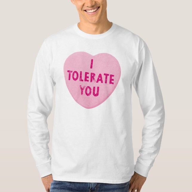 T-shirt Je vous tolère sucrerie de coeur de Saint-Valentin (Devant)