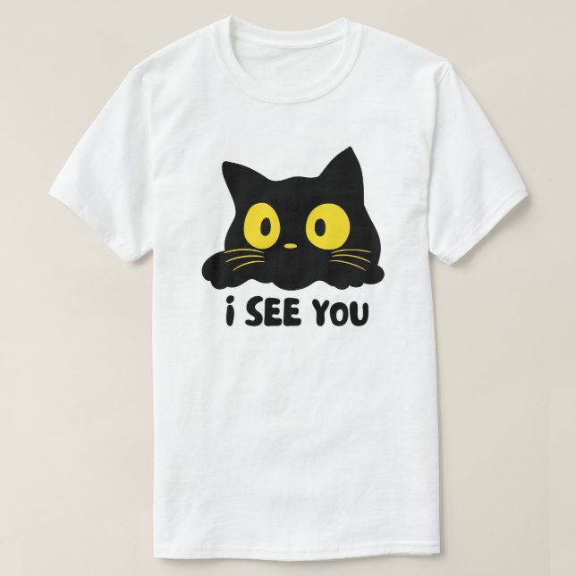 T-shirt Je Vous Voie Design de Chat Noir (Design devant)