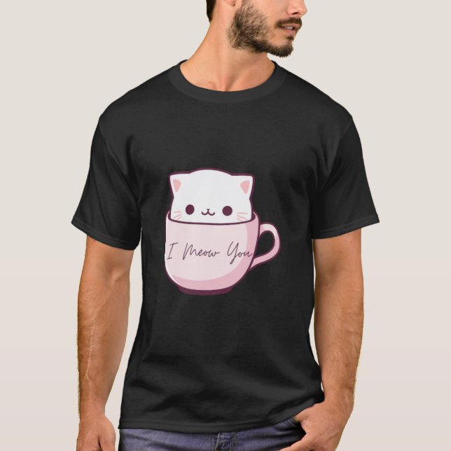 T-shirt Je vous vois mignon Chat en Teacup (Devant)