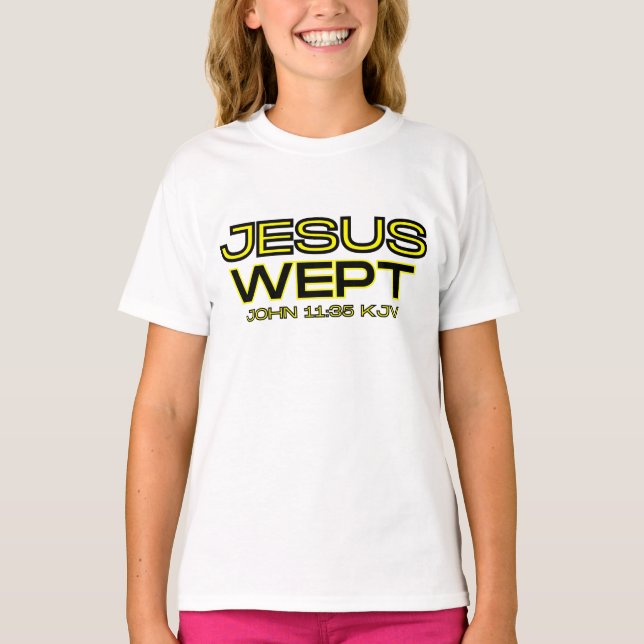 T-shirt Jean 11:35 Bible Verse KJV Citation de fille (Devant)