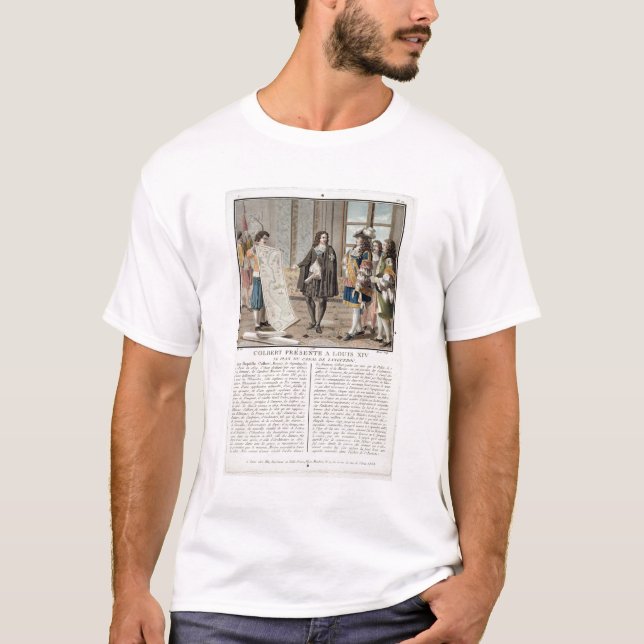 T-shirt Jean Baptiste Colbert (1619-83) présente la carte (Devant)