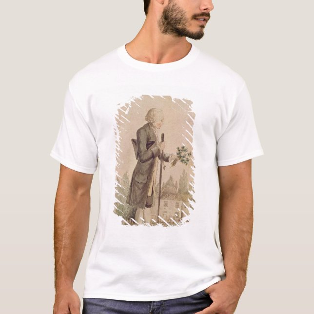 T-shirt Jean-Jacques Rousseau recueillant des herbes (Devant)