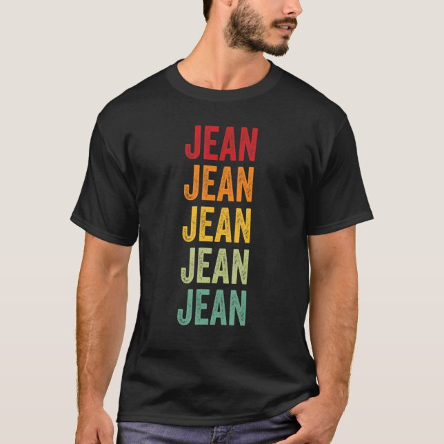 T-shirt Jean Rainbow Répétition De Jean Nom Texte (Devant)