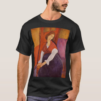 T-shirt Jeanne Hebuterne Dans Un Châle Rouge Par Modiglian