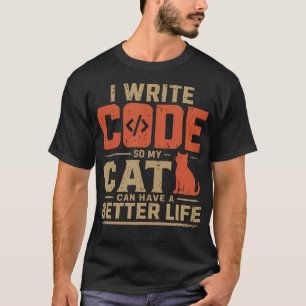 T-shirt J'écris du code pour que mon chat ait une meilleur