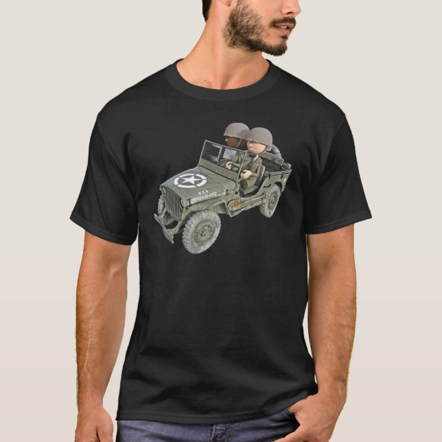 T-shirt Jeep avec 2 soldats de bande dessinée (Devant)