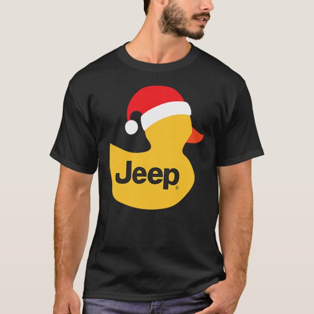 T-shirt Jeep Holiday Duck Red Santa Hat (Devant)
