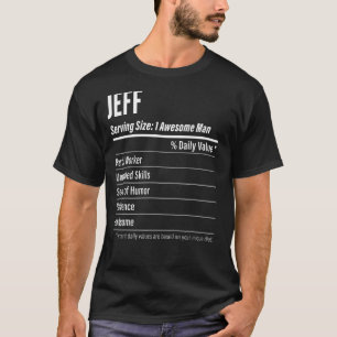 T-shirt Jeff Taille du service Nutrition Étiquette Calorie