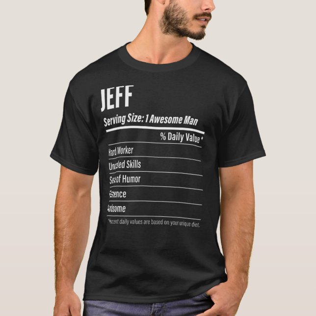 T-shirt Jeff Taille du service Nutrition Étiquette Calorie (Devant)