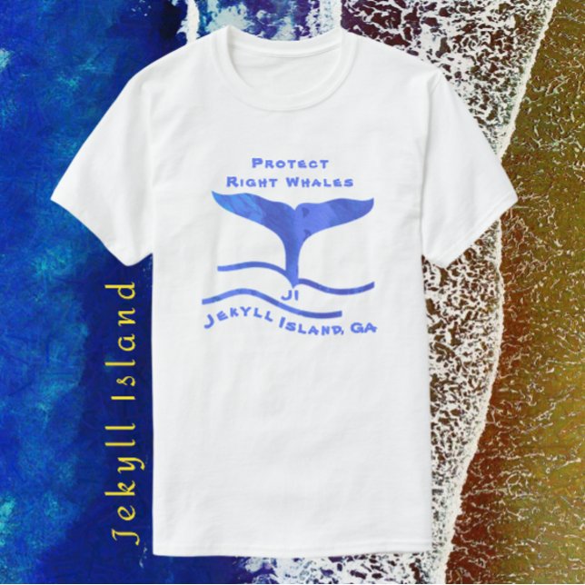 T-shirt Jekyll Island GA Right Whale Fins et Waves (Celebrate amazing Jekyll Island)