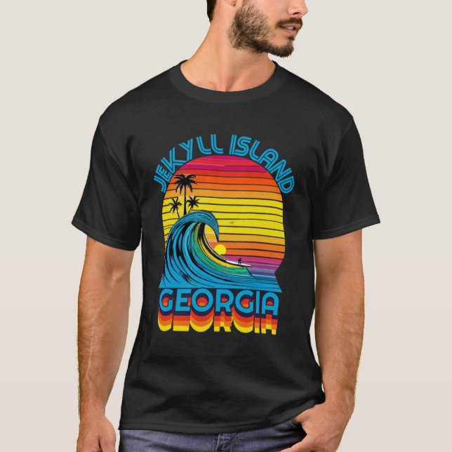 T-shirt Jekyll Island Georgia Retro Throwback Surf & Beach (Devant)