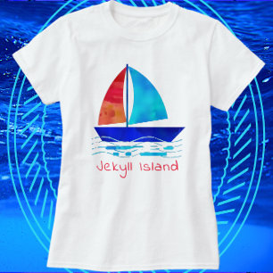 T-shirt Jekyll Island Georgia Vacances Aquarelle Voilier